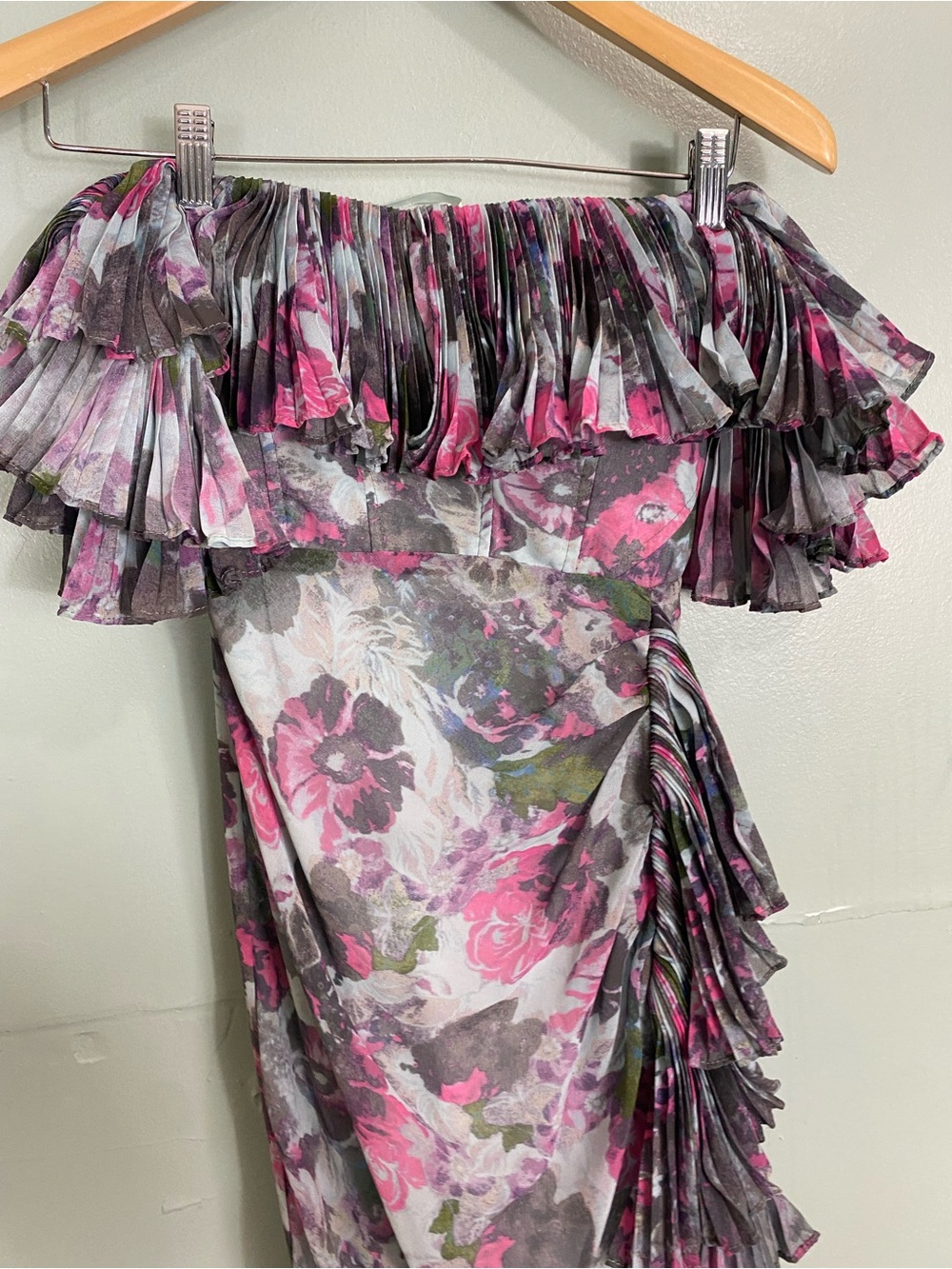 Hutch Off The Shoulder Ruffled Column Dress Strapless Maxi Size 2 Petite - Picture 3 of 7